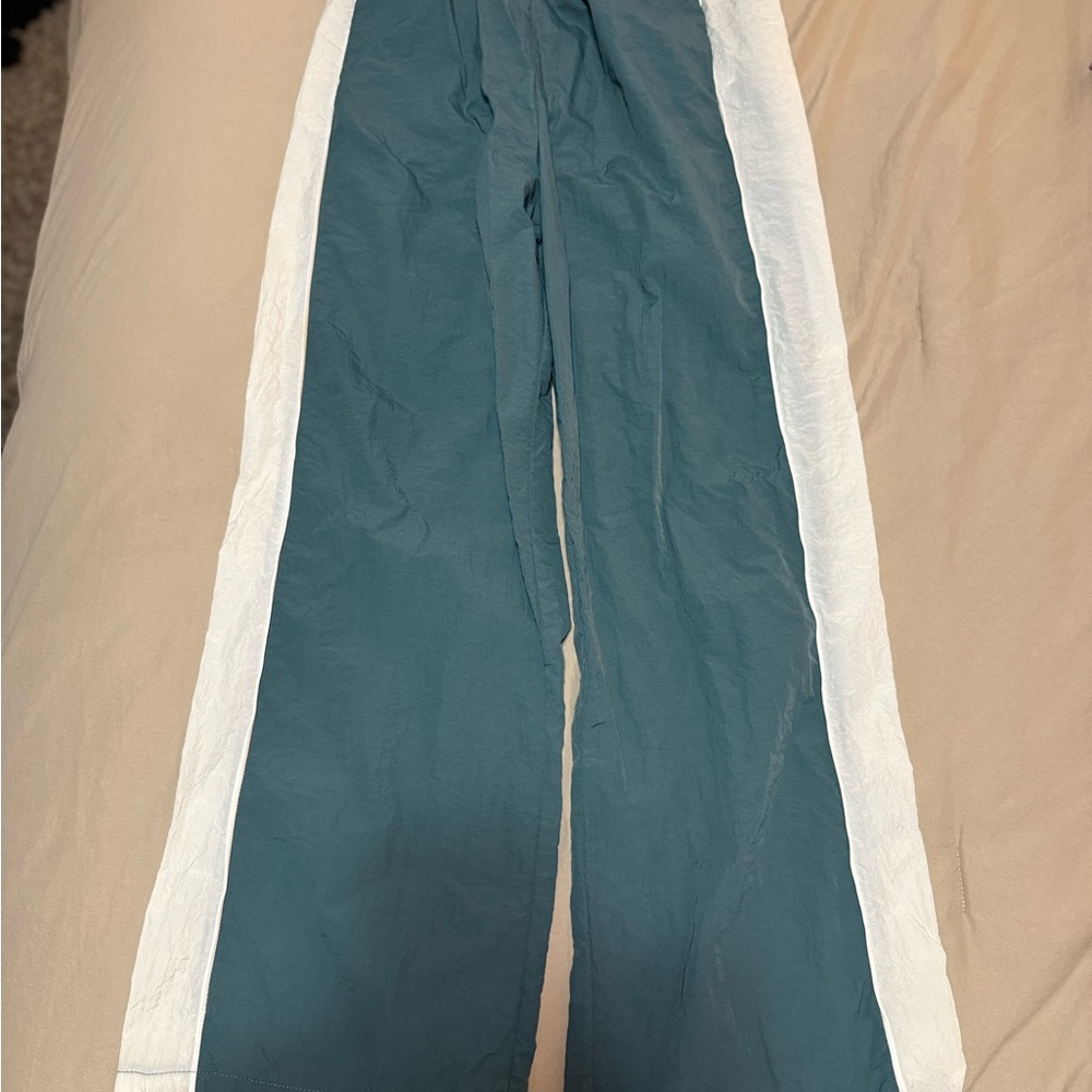 Teal Pants with White Stripes